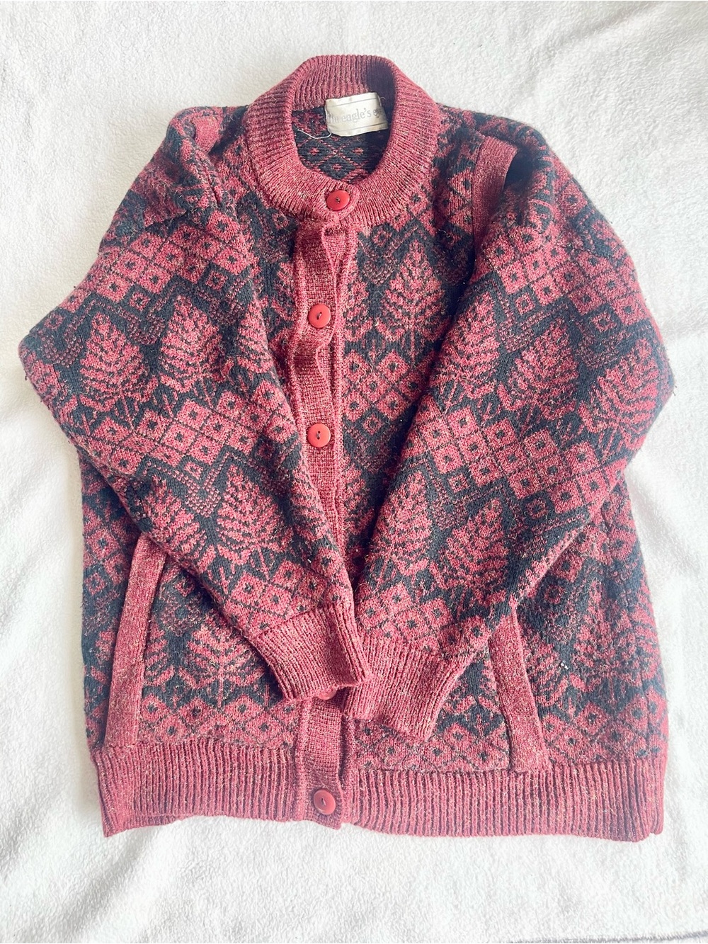 The Eagle's Eye Vintage Burgundy Fair Isle Cardigan Sweater